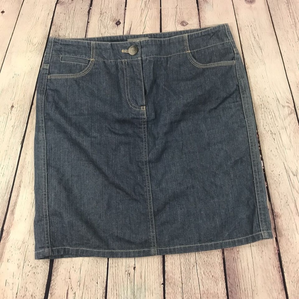 Ann Taylor Loft Petite 8P Denim Blue Jean Skirt